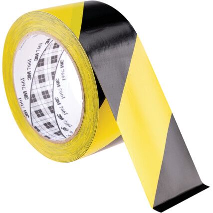 Adhesive Hazard Tape, Vinyl, Yellow/Black, 50mm x 33m