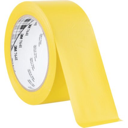 Adhesive Hazard Tape, Vinyl, Yellow, 50mm x 33m