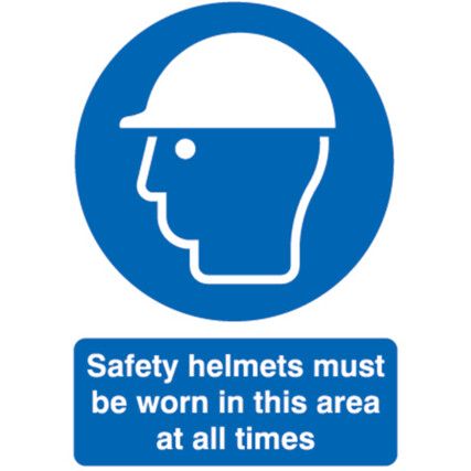 Safety Helmets Must be Worn in this Area Rigid PVC Sign 210mm x 297mm