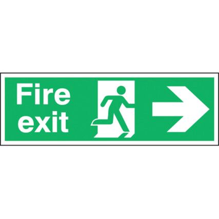 Fire Exit Arrow Right Rigid PVC Sign 450mm x 150mm
