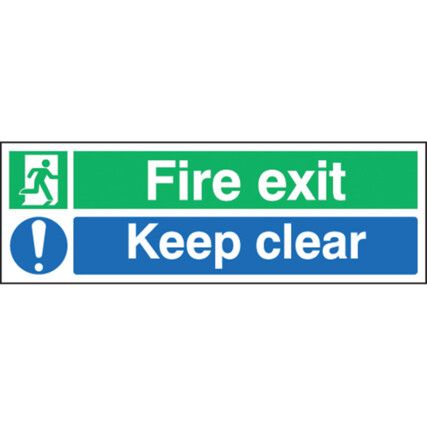Fire Exit Keep Clear Vinyl Sign 450mm x 150mm