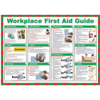WORKPLACE FIRST AID GUIDE POSTER LAMINATED (590 X 420MM)