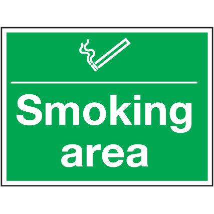 Smoking Area Rigid PVC Sign 297 x 210mm