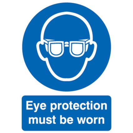 Eye Protection Must be Worn Rigid PVC Sign 150mm x 200mm