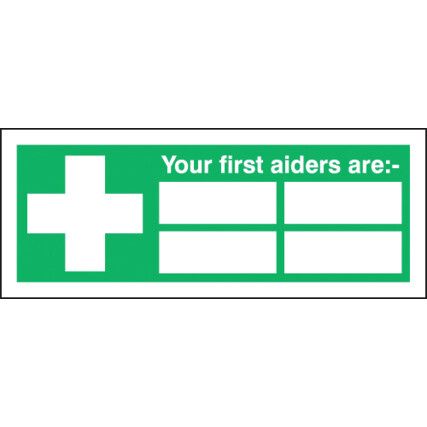 First Aiders Rigid PVC Sign 250mm x 100mm