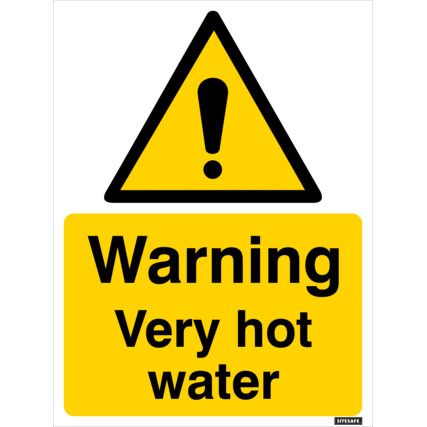 Very Hot Water Vinyl Warning Sign 150mm x 200mm