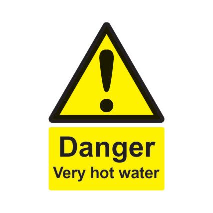 Very Hot Water Rigid PVC Danger Sign 50mm x 75mm