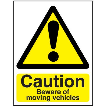 Beware of Moving Vehicles Rigid PVC Caution Sign 297 x 420mm
