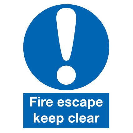 Fire Escape Keep Clear Rigid PVC Sign 210mm x 297mm