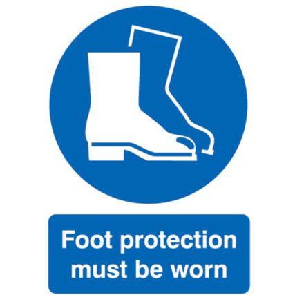 Foot Protection Must be Worn Rigid PVC Sign 210mm x 297mm