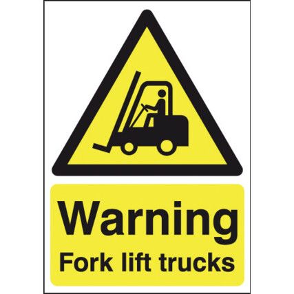 Fork Lift Trucks Rigid PVC Warning Sign 210mm x 297mm