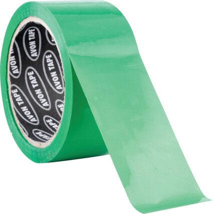 Packaging Tape, Polypropylene, Green, 48mm x 66m, Pack of 5