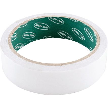 Double Sided Tape, Tissue, White, 25mm x 10m