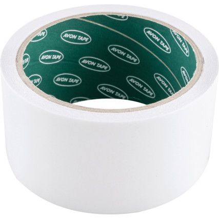Double Sided Tape, Tissue, White, 50mm x 10m