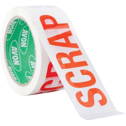 'Scrap' Adhesive Safety Tape, Vinyl, White, 50mm x 66m, Pack of 5