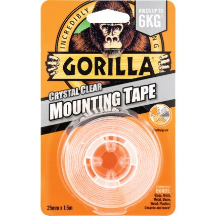 Mounting Tape, Clear, 25 x 1.5m