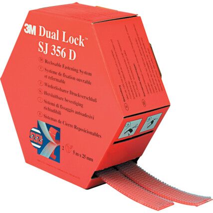 Dual Lock™ Hook and Loop Tape Roll, Clear, 25mm x 5m, Pack of 2
