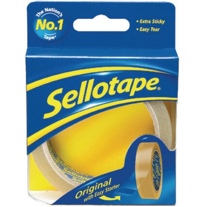 Packaging Tape, Cellulose and Polypropylene, Clear, 24mm x 33m, Pack of 6