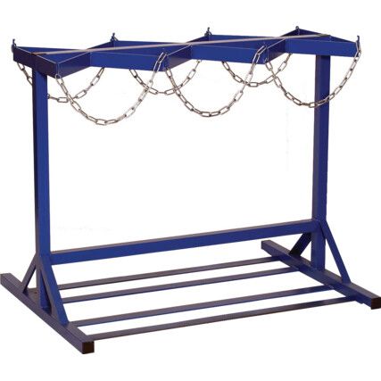 CYLINDER FLOOR RACK - DOUBLE SIDED - 4 CYLINDERS - BLUE