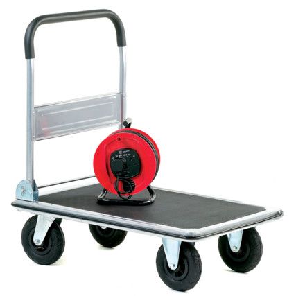 Folding Trolley, 350kg Rated Load, Fixed and Swivel Pneumatic Wheels, 260mm x 870mm