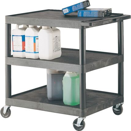 Service Trolley, 150kg Rated Load, Fixed Rubber Tyred Non-Marking Castors, 865mm x 890mm
