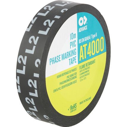 AT4000 L2 Black Phase Marking Tapes - 15mm x 10m