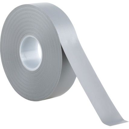 Electrical Tape, PVC, Grey, 19mm x 33m, Pack of 10
