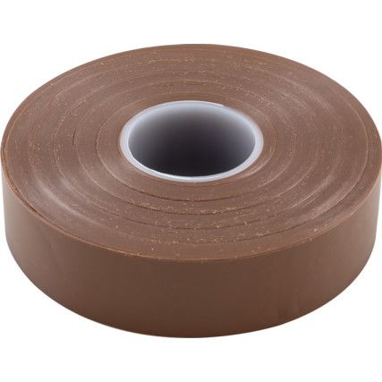 Electrical Tape, PVC, Brown, 19mm x 33m, Pack of 10