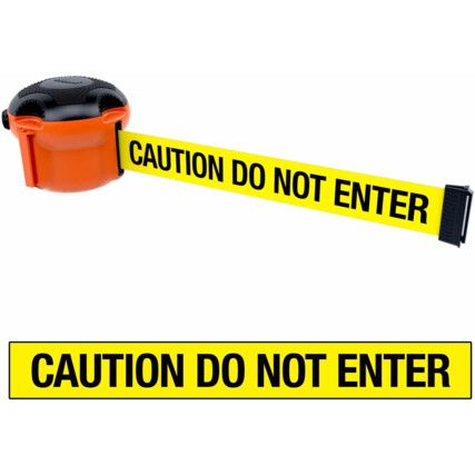 XS Unit Retractable Belt Barrier, Nylon, Orange, Yellow/Black 'Caution Do Not Enter' Tape