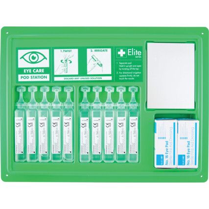 Eye Wash Station with 10x20 ml Pods, Wall Mounted