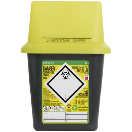 SHARPSAFE CONTAINER PLASTIC 4LTR