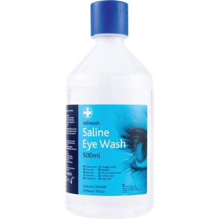 Reliwash Saline Eye Wash, 500ml, Pack of 10