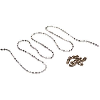 5PCS OF 300MM TAG CHAIN(CHR.PLATED 3.2MM BALL CHAIN),5 CHAINCLASPS