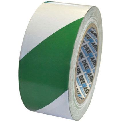 Hazard Tape, Green/White, 50mm x 33m